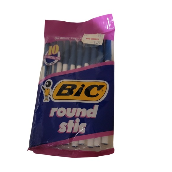 BIC Other - BIC Round Stic Ballpoint Pens 10 Pack Blue NEW Vintage 1991 Office Supplies USA